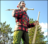Paul Bunyon statue greet visitors to the historic logging town of Bangor Maine