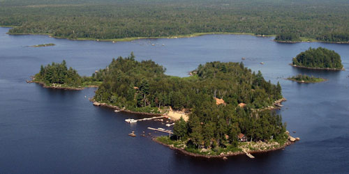 Birch Island Aerial View 500x250 - Attean Lake Lodge - Jackman, ME