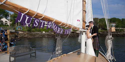Sailboat Wedding - Spruce Point Inn - Boothbay Harbor, ME - Photo Credit Nad