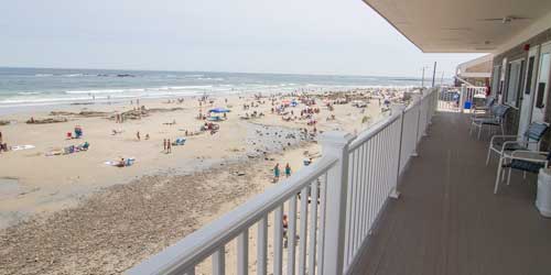 Beach View from Deck - Lafayette's Oceanfront Resort - Wells Beach, ME